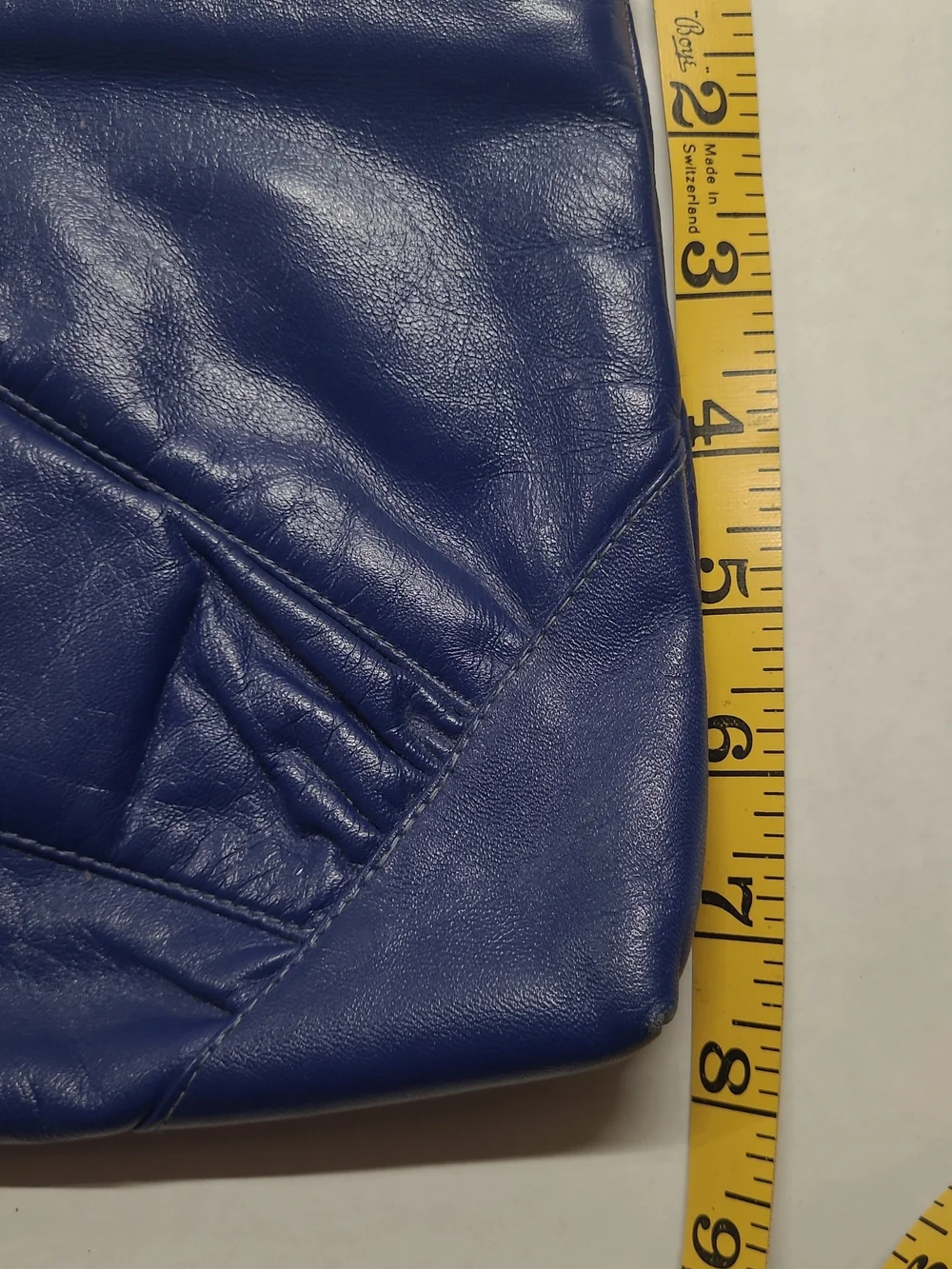 VTG 90's Contessa Dark Royal Blue Leather Clutch, Zippered
